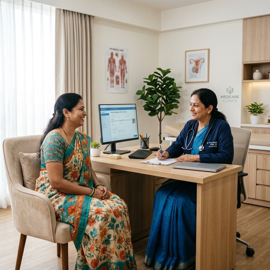 Woman speaking with a gynaecology specialist