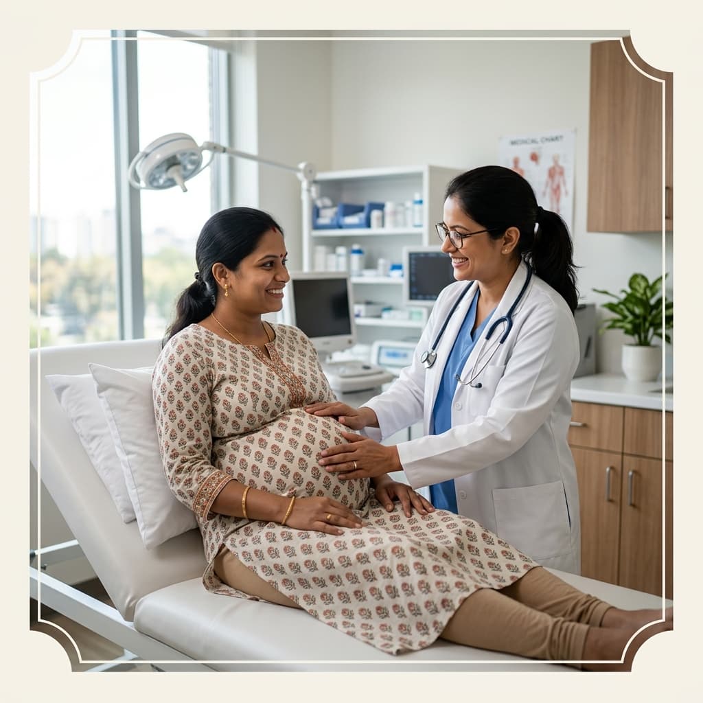 Expectant mother receiving maternity care support